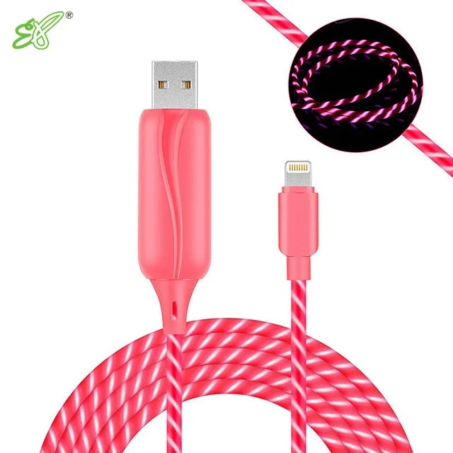

[ON SALE] 2019 hot sale led usb cable, flashing usb car charger for lightning, colorful led cable, Black/white/blue/pink