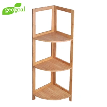 Free Standing Ladder Shelves Cheap Bamboo 3 Tier Corner Shelves