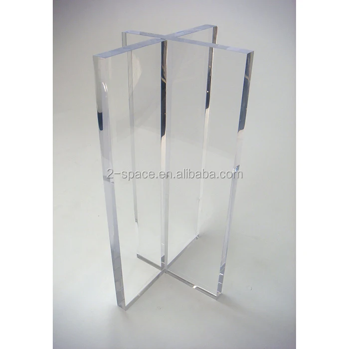 Solid Acrylic Dining Table Leg Edges Polished Heavy Duty Clear Lucite