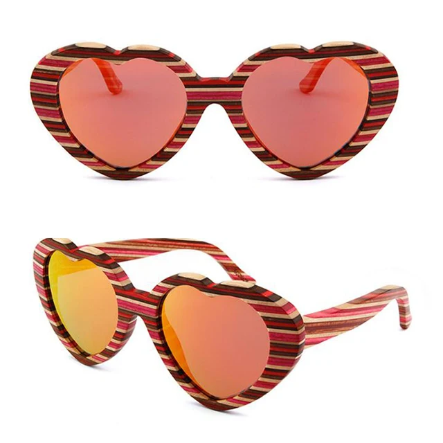

DLK3006 Heart Shape Colorful Wood Polarized Rainbow Color Sunglasses
