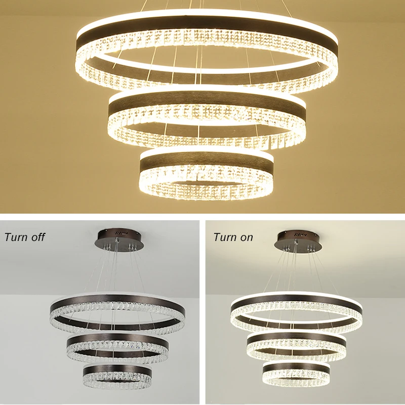 Modern Round Circle Rectangle Shape Beautiful K9 Clear Crystal Pendant Chandelier Led Lighting Fixture Contemporary Residential