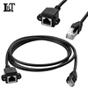 1ft 30cm 0.3m RJ45 Male to Female Screw Panel Mount Ethernet LAN Network Extension Cable