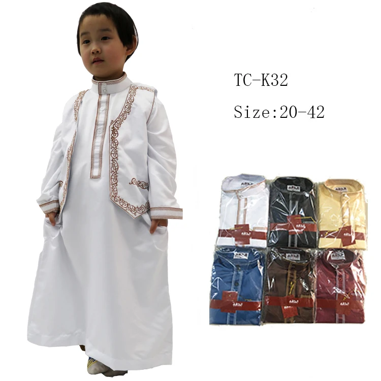 

2018 New Muslim Children Dress 2 pcs Thobe For Boy, 6 colors