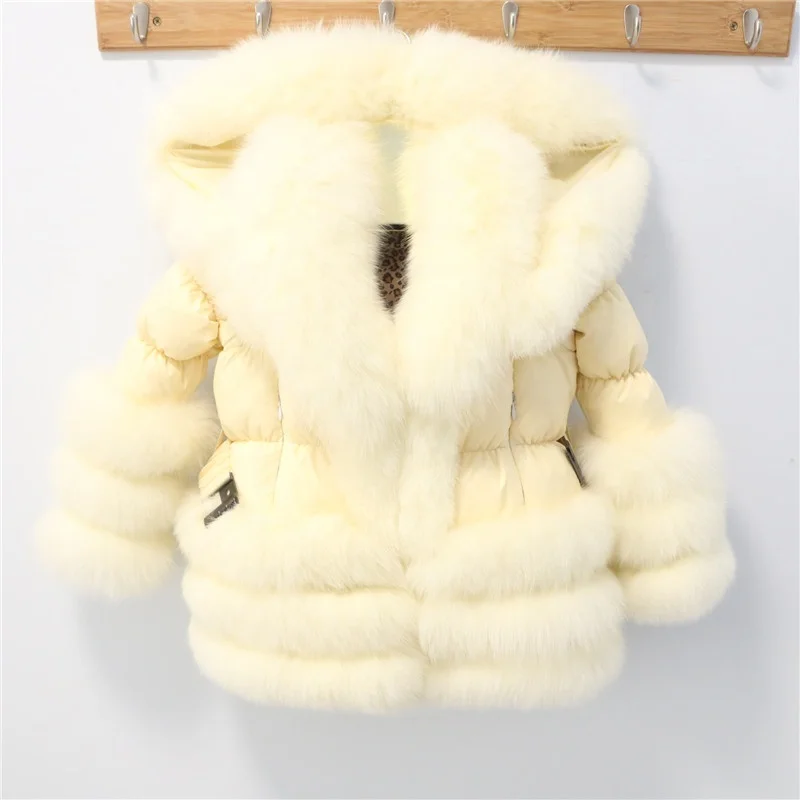 

new style europe kids real triple fox fur puffer jacket coat, Customized color