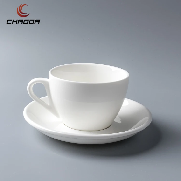80200ml White Porcelain Tableware Plain White Coffee Cups And Saucers