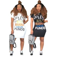 

X9003 2019 Fashion Short Sleeve T Shirt Letter Printed Woman Dress