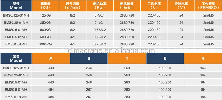 High performance Europe style Electric Chain hoist crane for workshop with double hook
