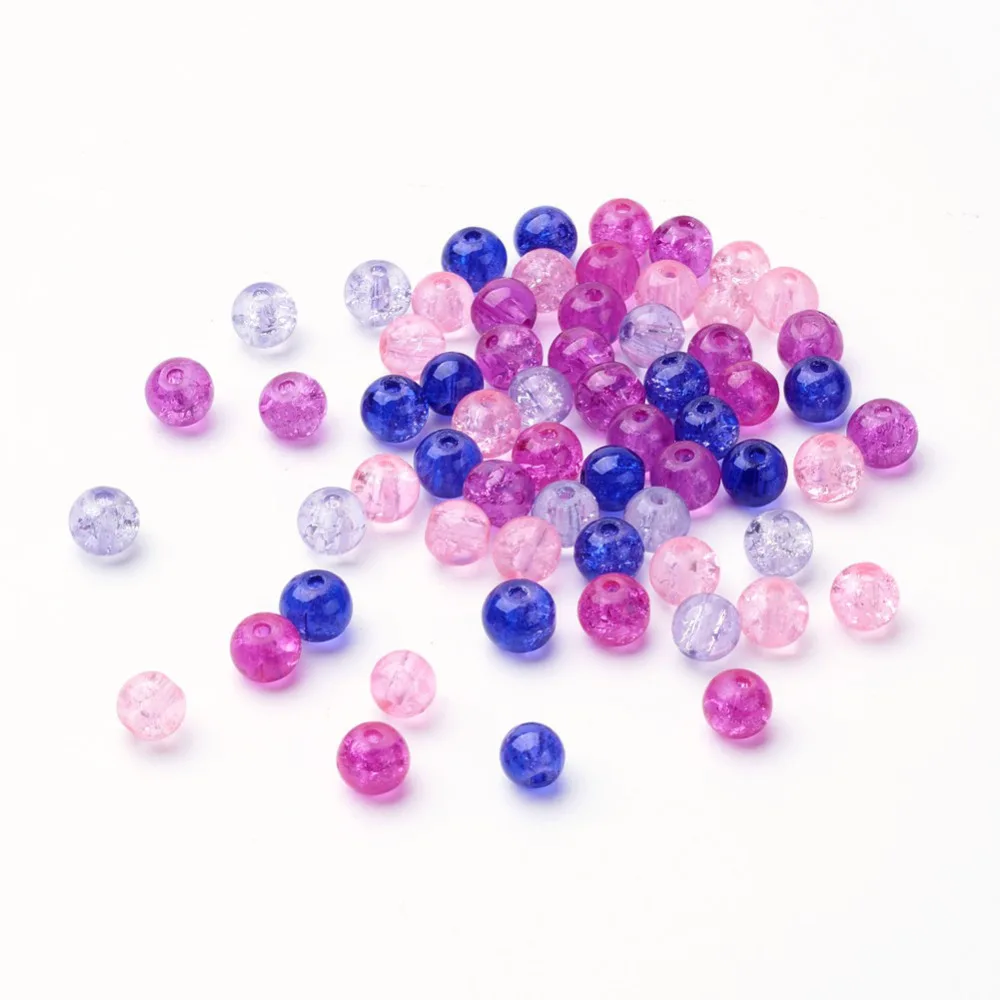 

Pandahall 6mm Transparent Baking Crackle Painted Crystal Glass Beads