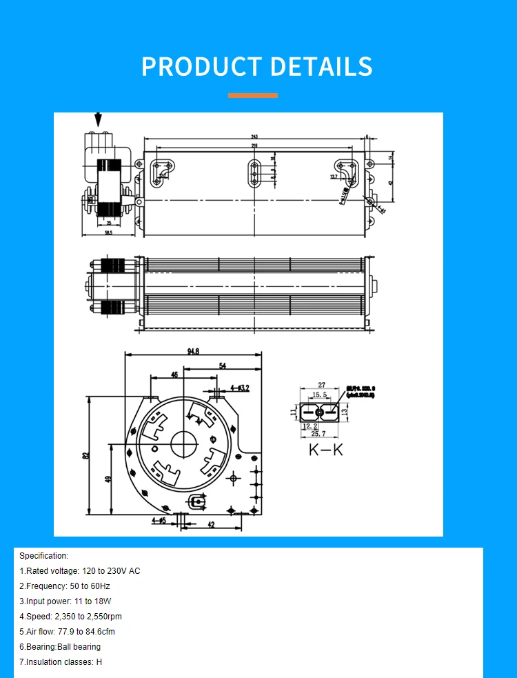 Tangential Fan, Centrifugal, Induction Motor, YJ61 - detail 8
