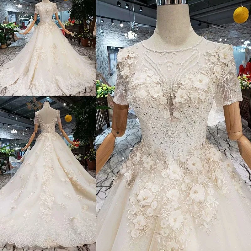 

New Design Fashionable V Neck Off Shoulder Lace Wedding Dress 2018 Luxury Bridal Gown, As picture or your request