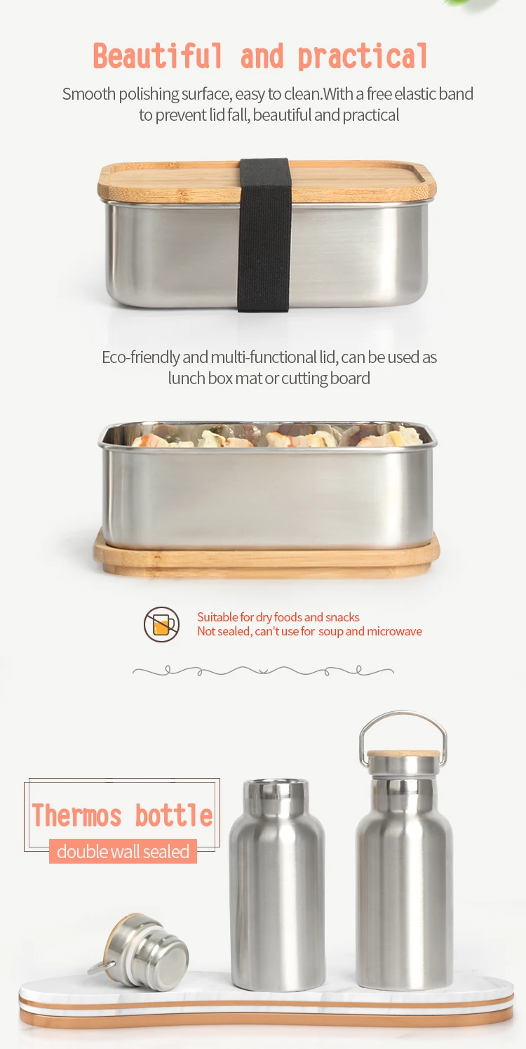 Stainless Steel 304 Lunch Box With Double Wall Insulated Vacuum Water