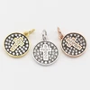 cross round plate charm 13 mm antique brass cross pendant vintage brass plating cross jewelry pendant