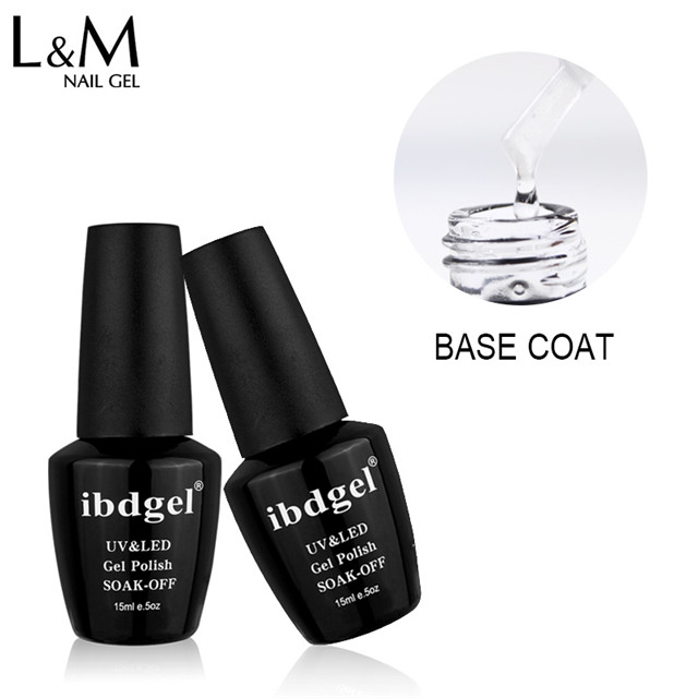 

L&M ibdgel less smell gel uv base coat top coat gel nail polish, Clear