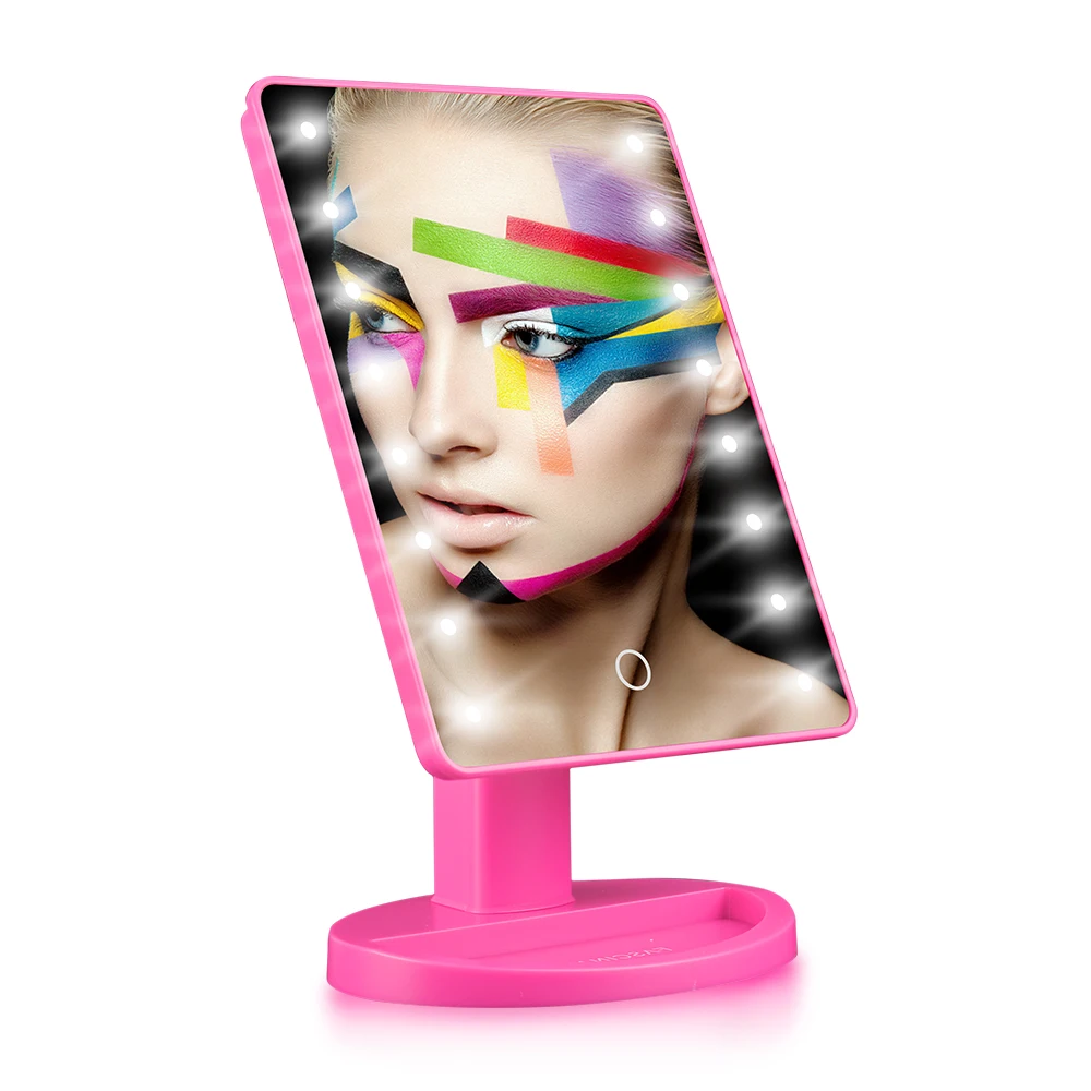 

360 degree adjustable folding ingenious led cosmetic mirror screen touch Smart make up vanity mirror with led lights, N/a