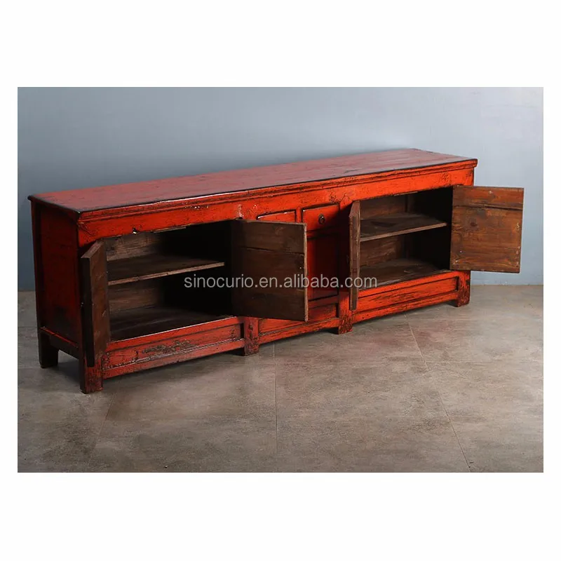 Chinese Antique Living Room Wooden Television Stand New Model Rustic