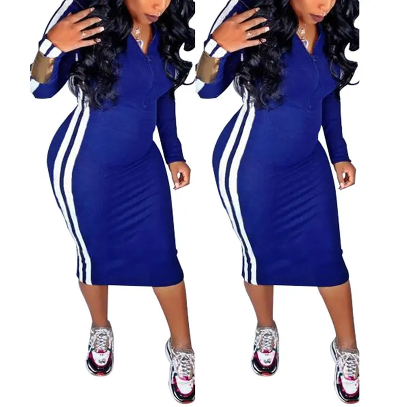 

90115-MX39 latest design side stripe sport casual dress lady