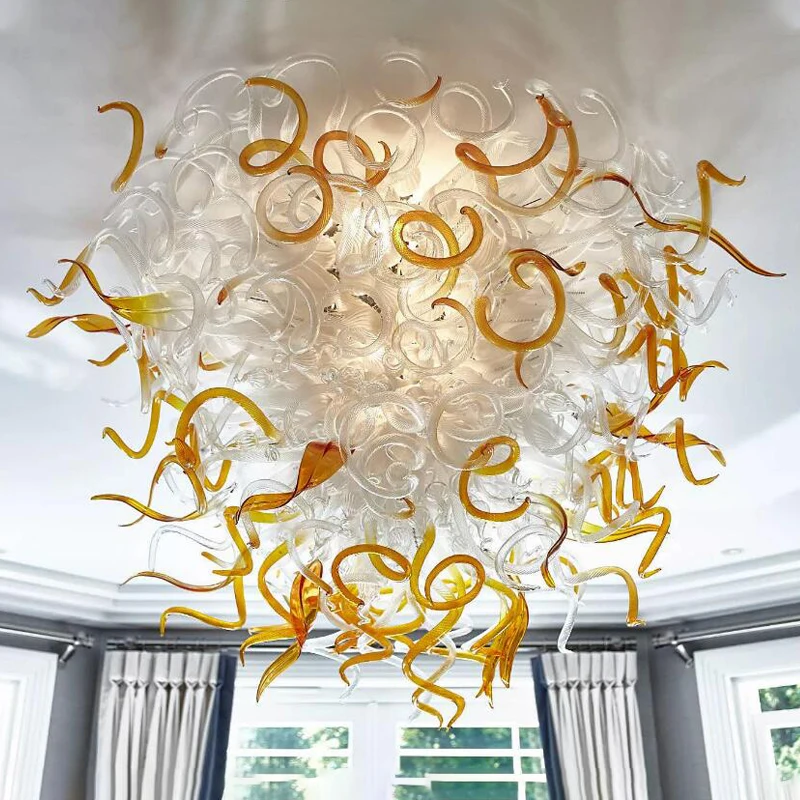 

Italian Hand Blown Glass Ceiling Chandelier Light Leaf Design LED Dining Room Bedroom Ceiling Lighting for Hotel Home Decoration, Mix color