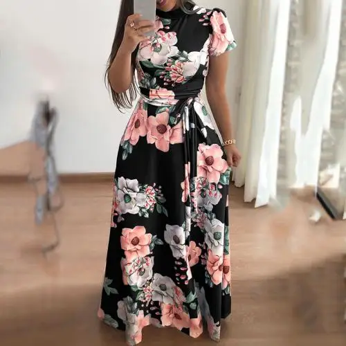

224659 in stock Polyester & Cotton Sheath One-piece Dress printed floral