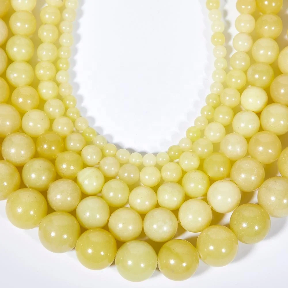 

Wholesale Smooth Beads for Jewelry Making DIY Handmade Crafts Natural Lemon Jade Gemstone Loose Beads