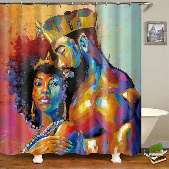 

Bathroom Accessories Blackout Water Proof Shower Curtain Fabric, African American Products 3D Shower Curtain Set/, Customized color