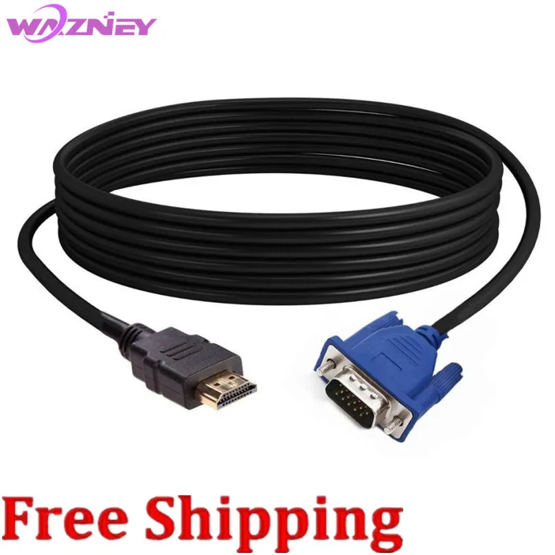 

1080p 1.8 M HDMI to VGA Cable HDMI Male To VGA 15 Pin Male 1.8 Meter HD Cable Gold Plated Connector