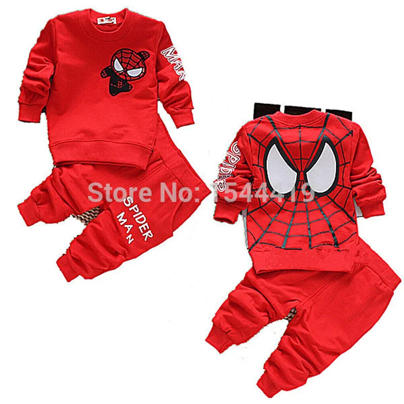 2016 Baby Boys Spring Autumn Spiderman Sports Suit 2 Pieces Set Tracksuits Baby Clothing Sets Casual