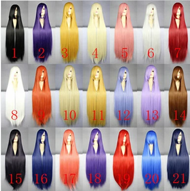 

100cm Cosplay Party Long Natural Straight Anime Wigs Full Hair Wig different colors Colors