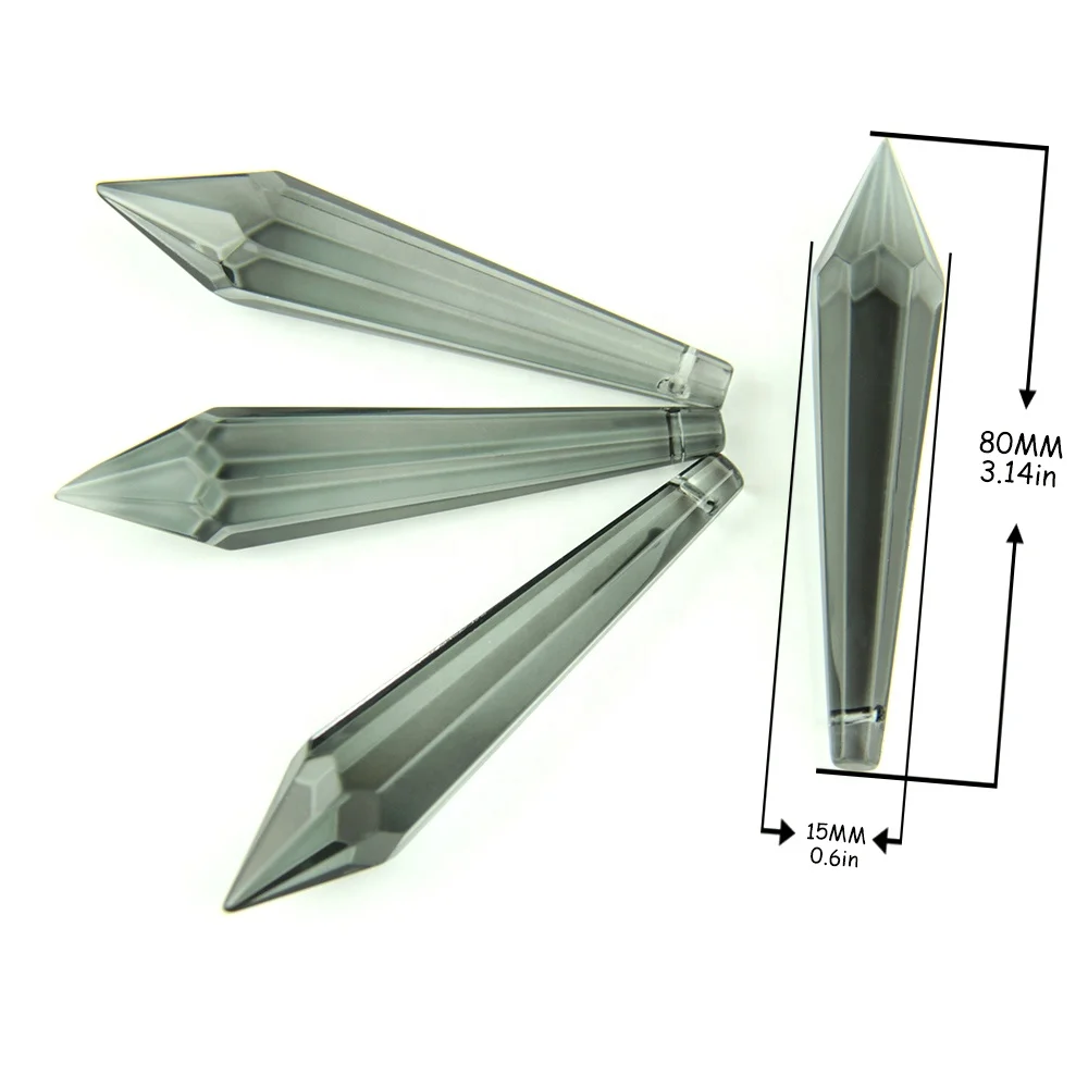 

Shiny 10pieces  transparent gray multi-faceted crystal hanging crystal icicle pendants for chandeliers glass lighting parts