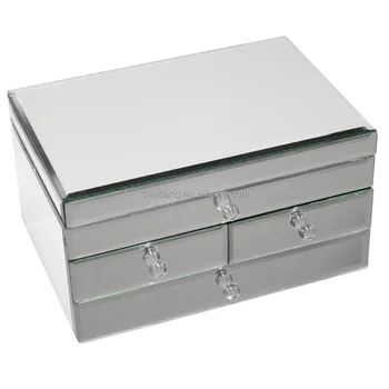 Cbm136 High Quality Crystal Handles Mirrored Jewellery Box With 5