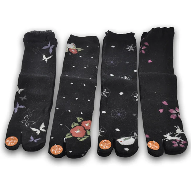 

Japanese winter cotton 2 toe socks floral tabi socks for sandal