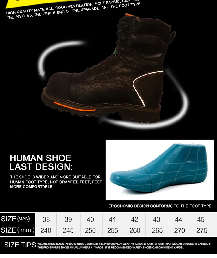 Csa Certificated High Quality Midtop Steel Toe Men's Safety Work Boots