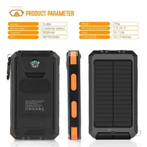 Waterproof 10000mAh Solar Power Bank LED Light