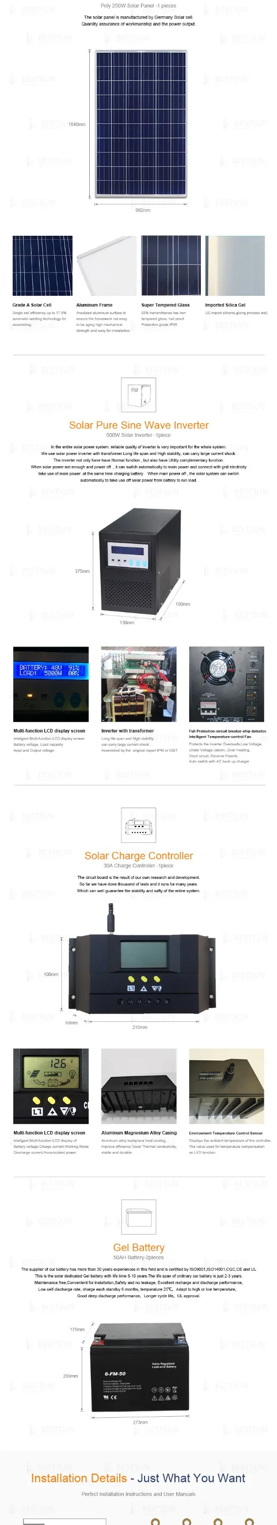 Solar Thermoelectric Generator Off Grid Solar Module Power System500w