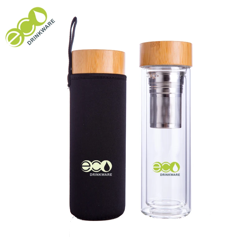 

No minimum BPA free Wholesale promotional custom glass travel tea tumbler with infuser