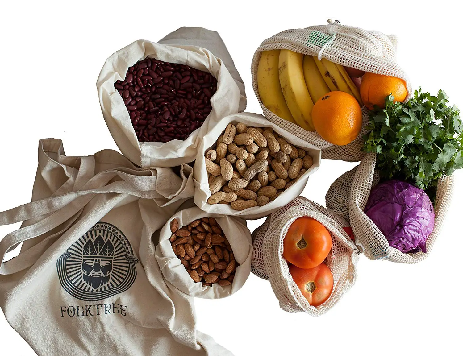 100 Zero Waste Reusable Recycled Produce Mesh Bag Organic Cotton