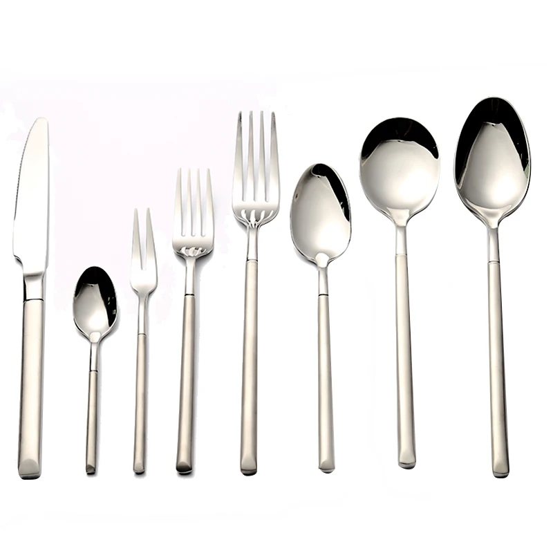 

Latest Used Restaurant Flatware, Stainless Steel Matte Handle Cutlery set, Silver