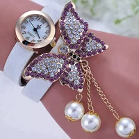 

New Fashion Casual Women Butterfly Bracelet Watch Fashion Elegant Watches High Quality Leather Wristwatch For Lady