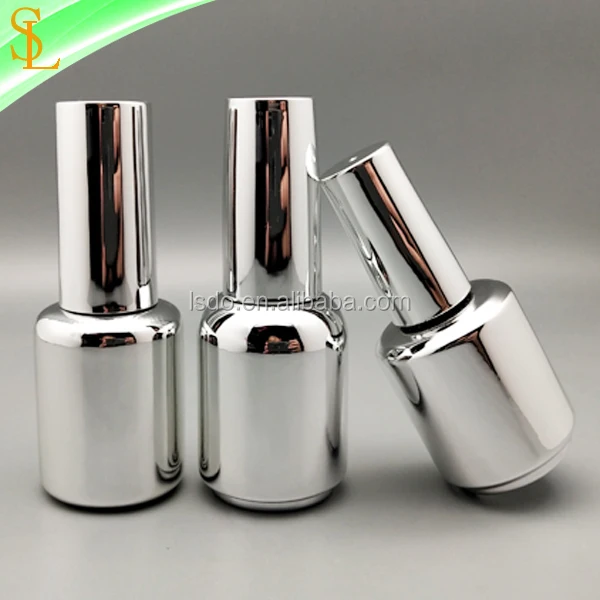 Unique Empty Round Mirror Effect Shiny Silver Uv Gel Nail Polish Bottles  With Shiny Silver Caps And Brushes - Buy Empty Gel Polish Bottles,Unique  Gel Polish Bottle,Gel Polish Bottles 15ml Product on