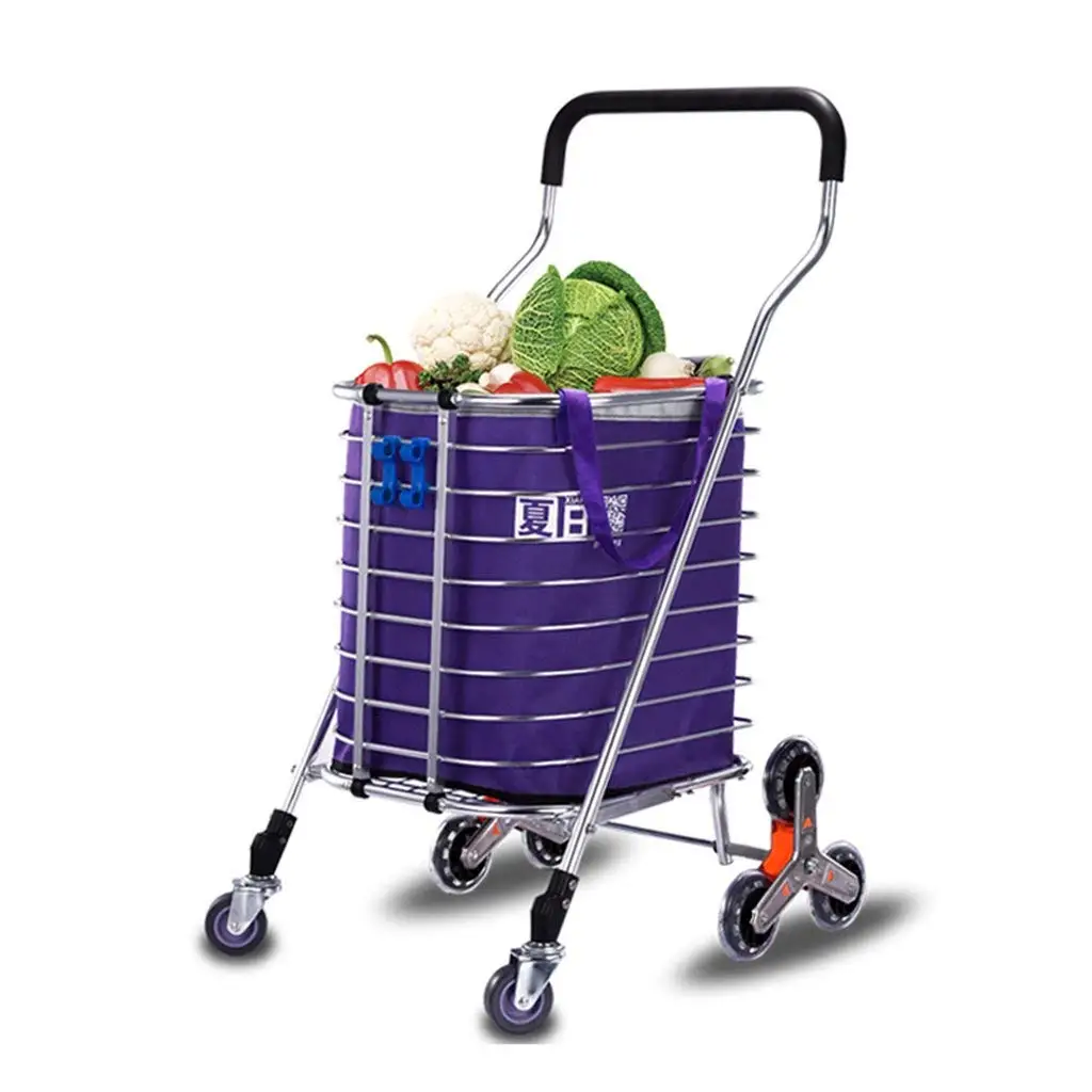 Trolley Folding Shopping Cart Grocery Shopping Cart Retractable Handle Climbing Portable Folding Trailer Color : I Dual-use Models Household