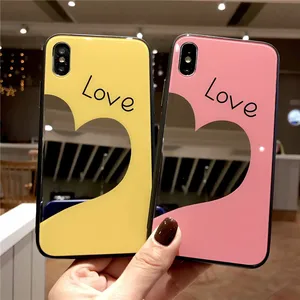phone accessories lovely heart pattern mirror cover case for iphone x xs xr xs max