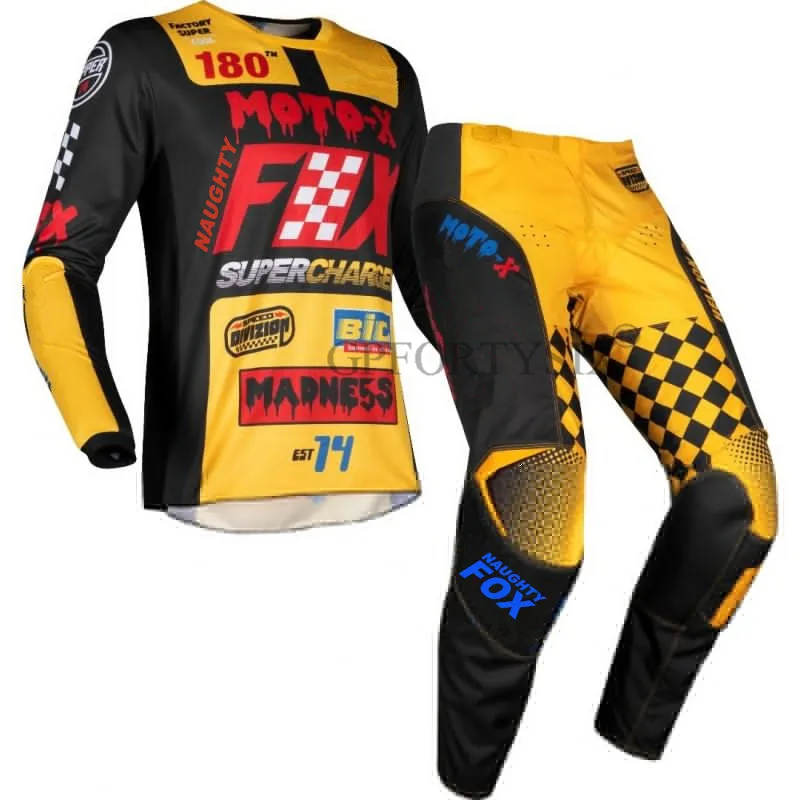 2019 NEW MX CZAR 180 Racing Suit Adult Motocross Gear Set Jersey + Pants Motorcycle Racing Gear Combination Yellow