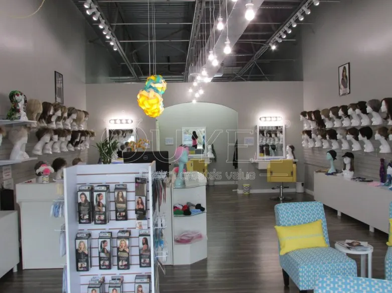 创意假发店室内设计展示制造商零售假发展示柜