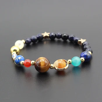 Lucky Universe Galaxy The Eight Planets In The Solar System Guardian Star Natural Stone Beads Bracelet Bangle For Women Men Buy Nature Beads