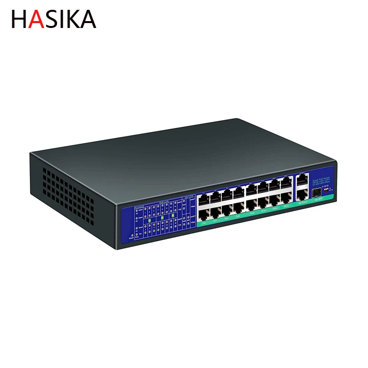 

16 Port PoE Switch, INTETREND Unmanaged Ethernet Switch with 16 port poe switch for ip camera 2 x Gigabit Ethernet Ports