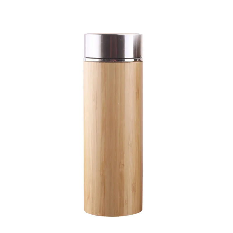 

Z 509 Bamboo Stainless Steel Water Bottle Vacuum Insulated Coffee Travel Vacuum Cup With Tea Infuser Strainer Wooden Bottle