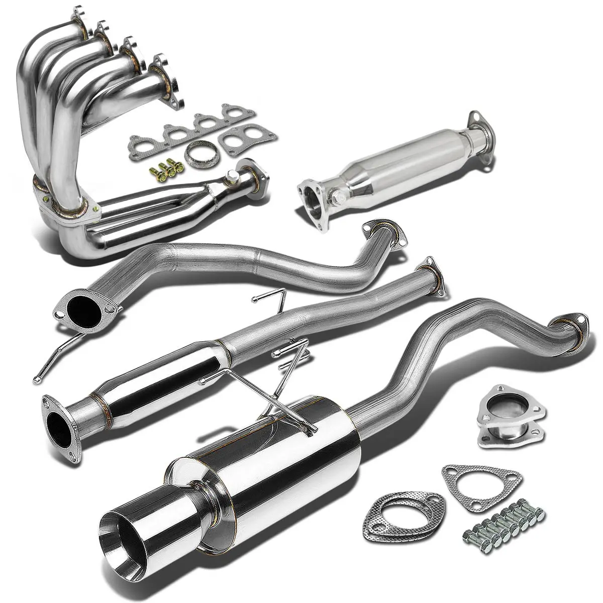 Get Quotations · Honda Civic 2/4DR 4" Rolled Muffler Tip Catback+4-2-