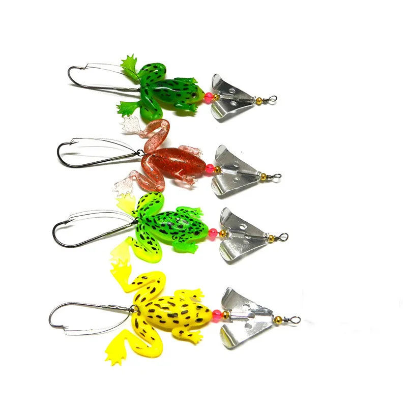 

New frogs Fishing Lure Rubber Soft Fishing Lures Bass SpinnerBait spoon Lures carp fishing tackle, As picture show