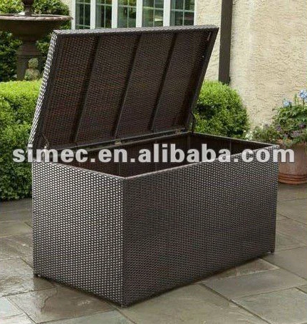 
Hot Sale wicker PE rattan outdoor garden cushion storage box 
