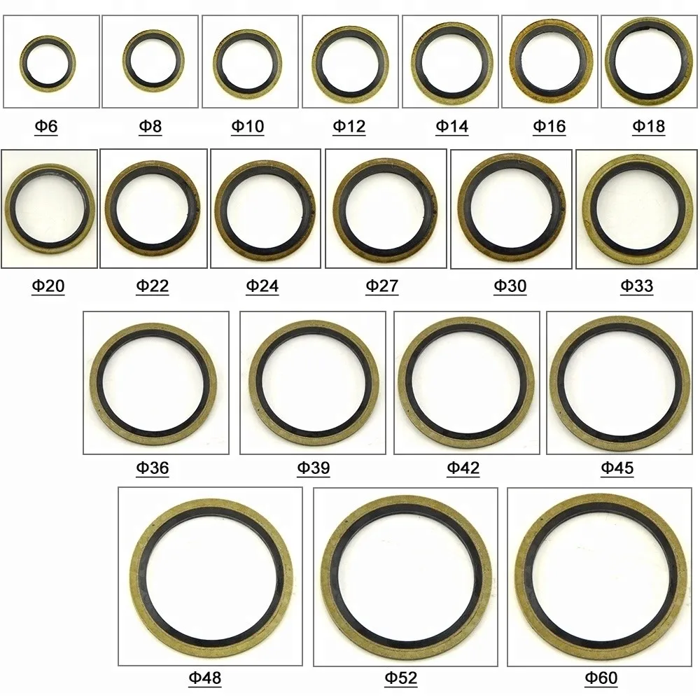Metric / Inch Sizes Rubber Nbr/fkm + Metal O Ring Bonded Seal Round