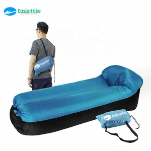 Stock available pillow shape 210T polyester air lounger for outdoor travel